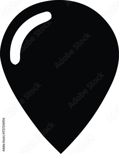 Simple black location pin icon for maps navigation and geolocation services search and find