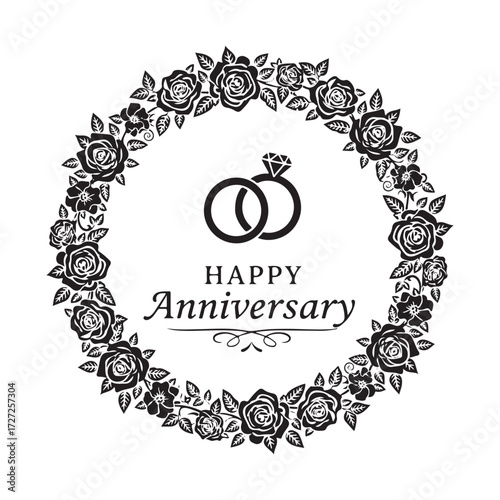 Obraz na plátně “Happy Anniversary” silhouette with clinking wine glasses