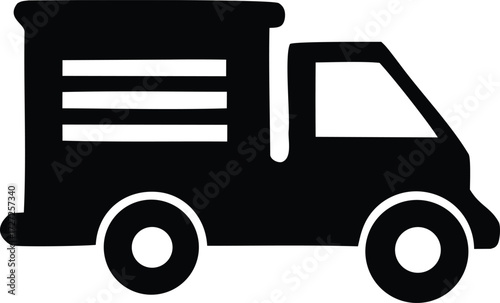 Silhouette of a delivery truck icon conveying logistics and transportation services for goods moving business