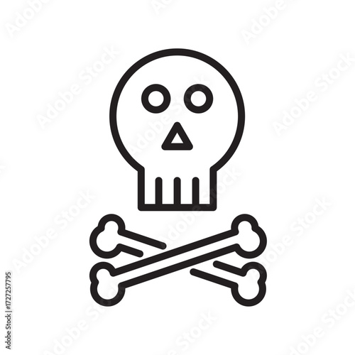 Editable Skull Crossbones Line Icon