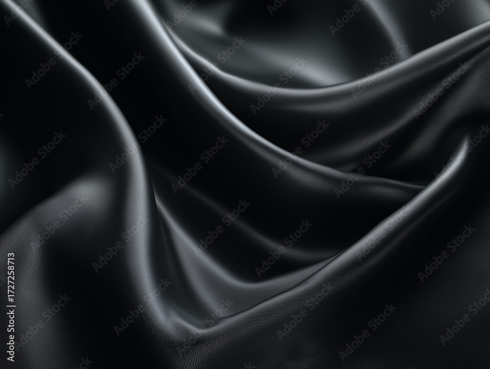 Fototapeta premium Fabric Dark Texture with Flowing Folds and Elegant Shadows