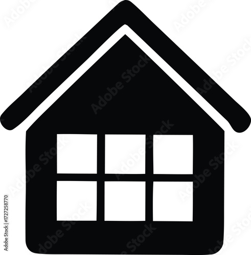 Simple silhouette icon of a house with a window representing home real estate shelter and property concepts