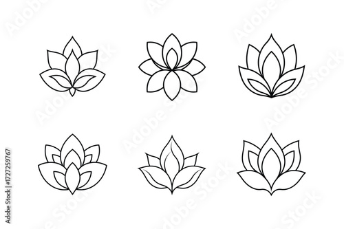 flower petals icon line art vector illustration