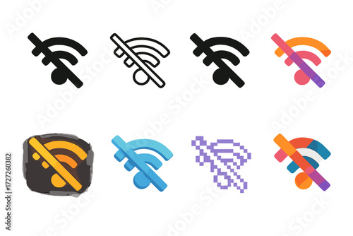 Offline Icons. Offline Icon Styles set of icons in abstract flat : flat offline icon, outline offline icon, bold offline icon, gradient offline icon