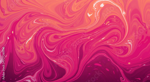 Abstract pink and orange fluid marble texture background