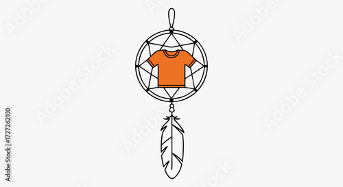 Commemorating the national day for truth and reconciliation with a symbolic orange shirt dreamcatcher illustration