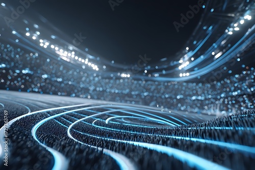 Wallpaper Mural Professional stadium with abstract blue designs, captured using Generative AI technology for a modern sports setting. Torontodigital.ca