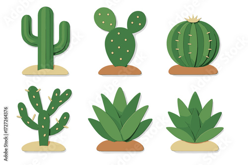Colorful paper cactus decorations displayed on a white background for home decor inspiration