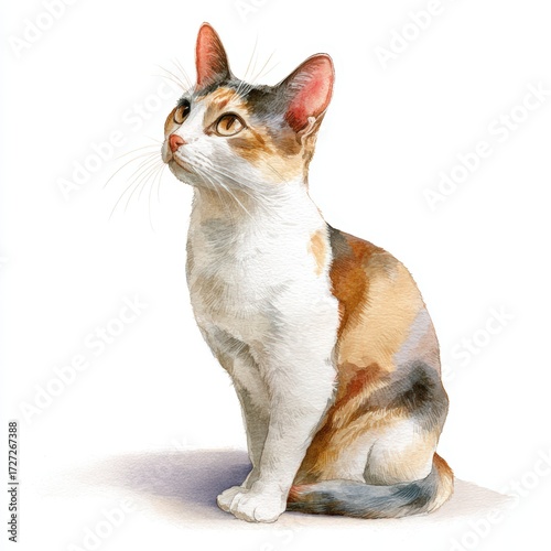 Beautiful Calico Cat Portrait with Lively Expressions and Colors