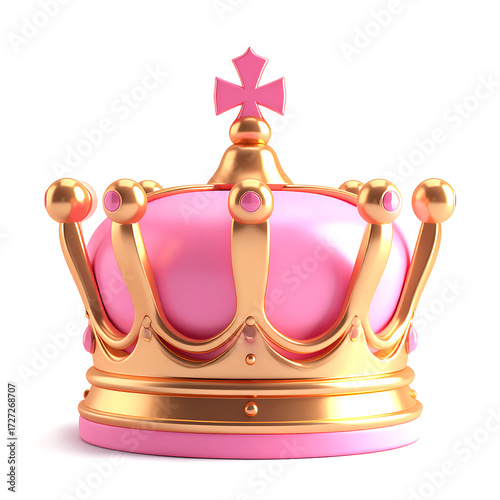 ピンク色の王冠の3Dイラスト（3D illustration of a pink crown）
