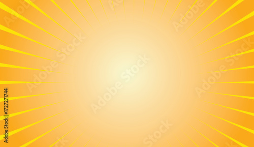 Bright glowing orange sunburst background with radiant light beams spreading outward