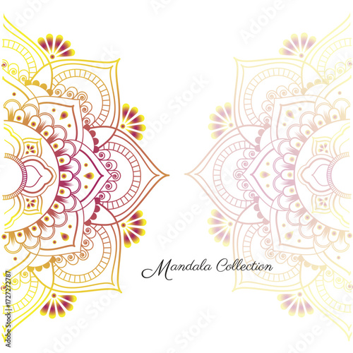 Set of mandala patterns rangoli in many colors illustration.