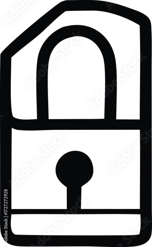 Simple hand-drawn padlock icon representing security privacy safety confidentiality and protection for digital and physical assets
