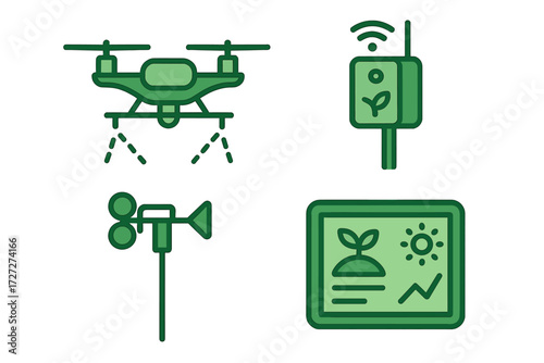 Modern technology for sustainable farming using drones and sensors to monitor plant health and growth