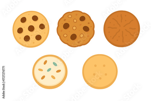 Various types of cookies displayed on a white background during a baking session at a home kitchen