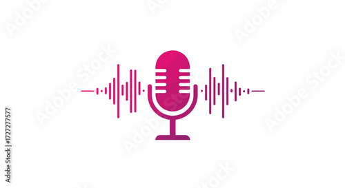 Captivating podcast microphone illustration with dynamic sound waves, perfect for broadcasting, audio, and creative digital media projects.