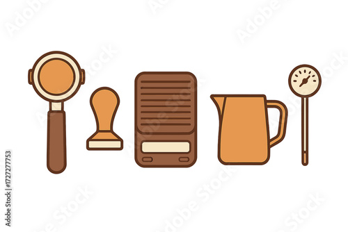 Tools for making coffee in a cozy kitchen setting at morning