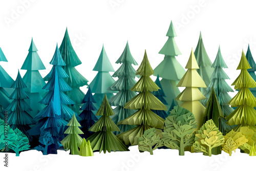 Origami Woodland PNG – Paper Art Forest Illustration