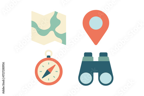 Exploring the outdoors with maps, binoculars, and a compass for adventure seekers