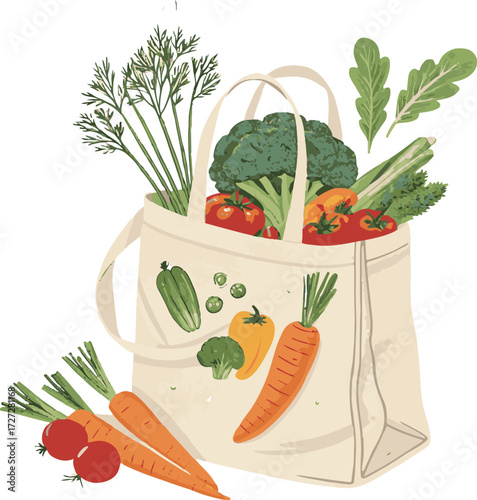 Fresh vegetables set on white background with tomato pepper cucumber carrot broccoli and lettuce