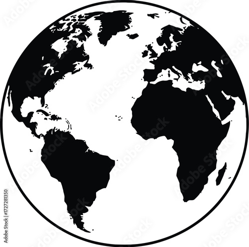 Globe earth world map geography continents oceans vector illustration