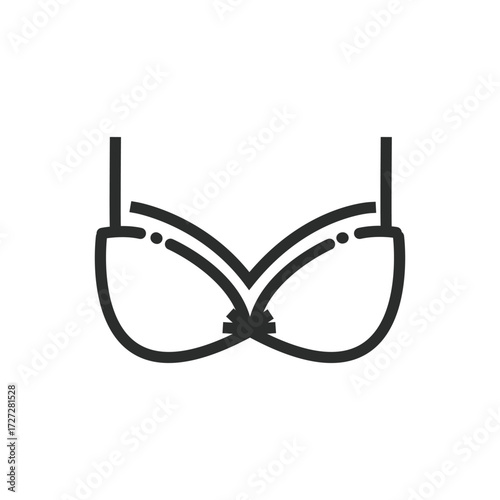 A black line drawing of a bra with shoulder straps