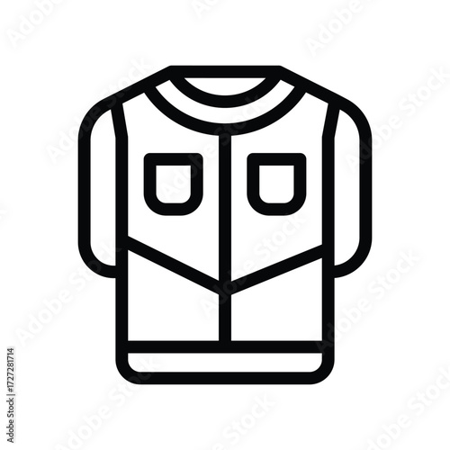 A blackandwhite line drawing of a shortsleeved shirt with two chest pockets