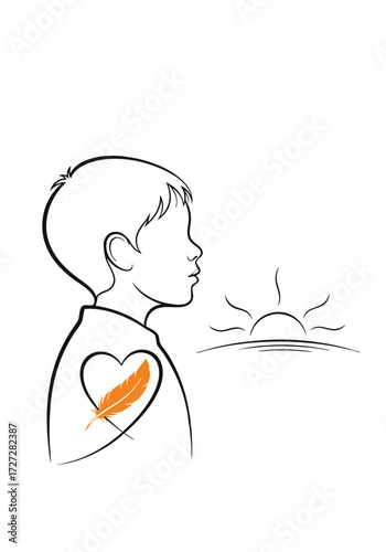 A Boy's Heart Embraces the Dawn of National Day for Truth and Reconciliation, Symbolizing Hope and New Beginnings