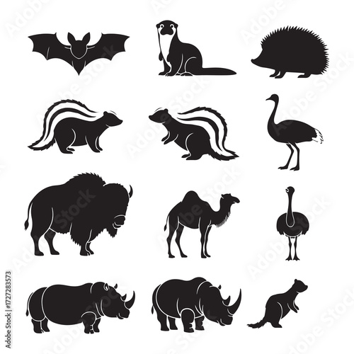 Vector art of collection of animal silhouettes