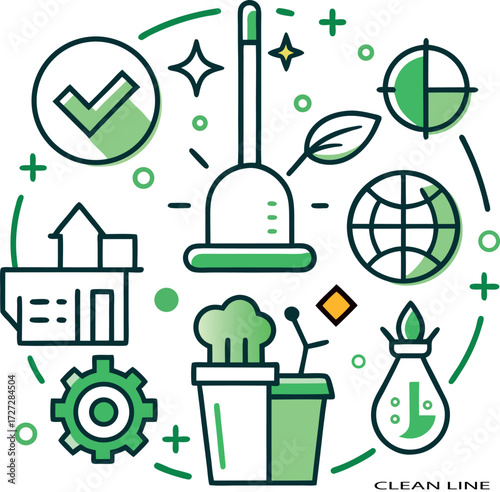 a-clean-line-icons-with-green-accents-silhouette-vector-design