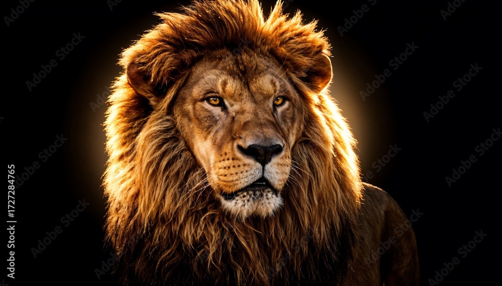 Fototapeta premium Lion Portrait with Golden Mane
