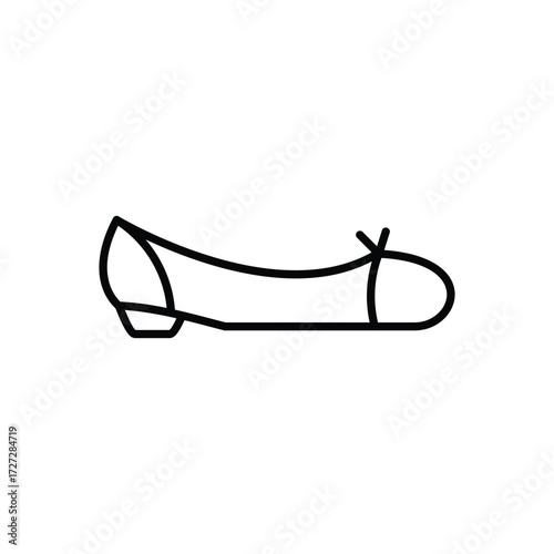 A singleline vector graphic shows a ballet flat simple and stylized