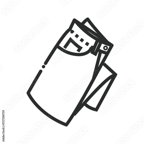 A stylized blackoutlined sketch of neatly folded pants