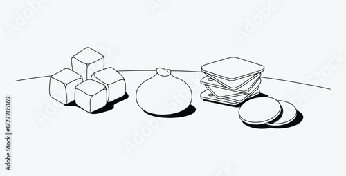 Minimalist composition of culinary elements in a graphic design illustration