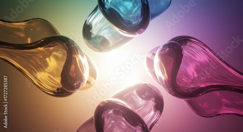 Colorful glass swirls dancing in light abstract vibrant contemporary design
