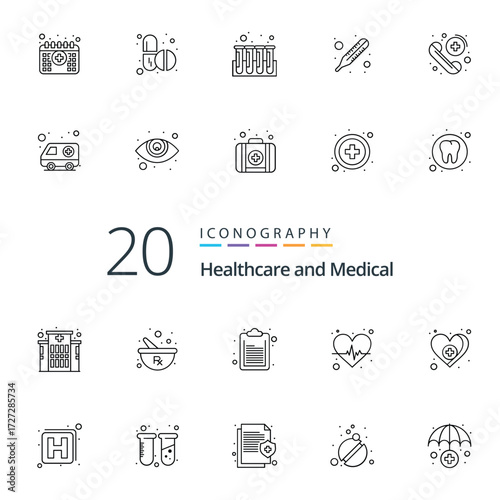 Hospital, medical flat line icons. Human organs, stomach, brain, flu, oncology, plastic surgery, psychology breast cancer Health care clinic thin linear signs