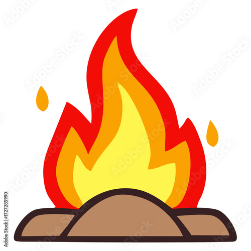 Stone campfire. Editable color vector