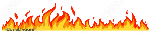 Fire flame border line seamless. Editable color vector
