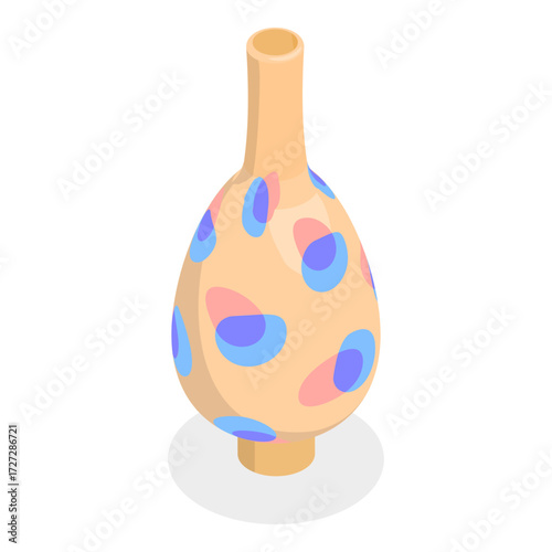 3D Isometric Flat Vector Illustration of Pottery, Elegant Ceramic Vases For Decoration. Item 4