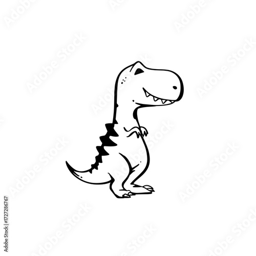 Tyrannosaurus Rex. Tyrannosaurus Rex simple black and white line art vector logo