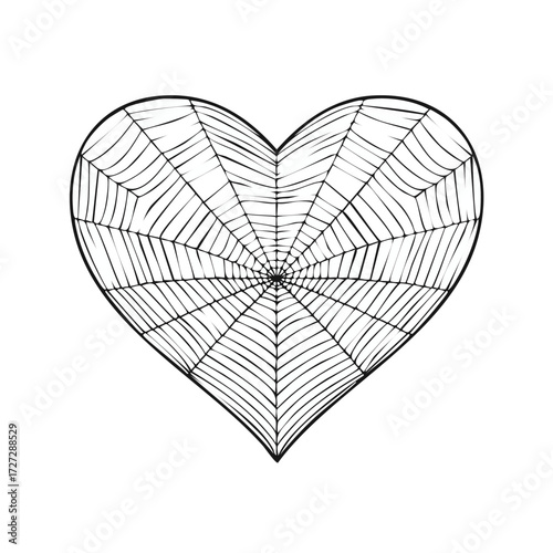 Heart of Webs: An intricate hand-drawn illustration of a heart meticulously crafted with delicate spiderwebs, expressing themes of vulnerability and connection.