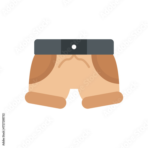 pair of tan shorts with a dark gray belt featuring a white button