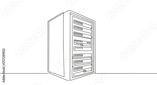 Server room equipment in minimalist outline design concept  