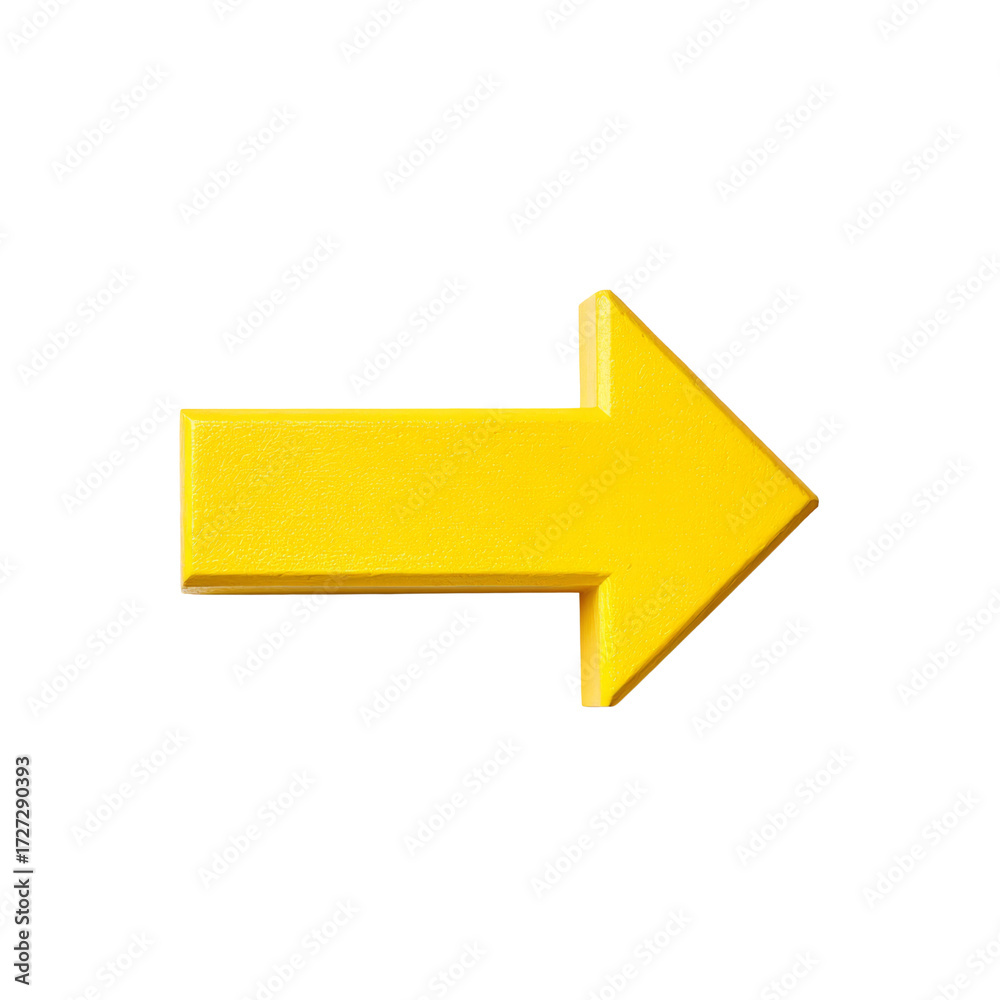 Fototapeta premium Bright Yellow Arrow Sign Pointing Right Direction Isolated on Black Background for Guidance or Navigation Concept
