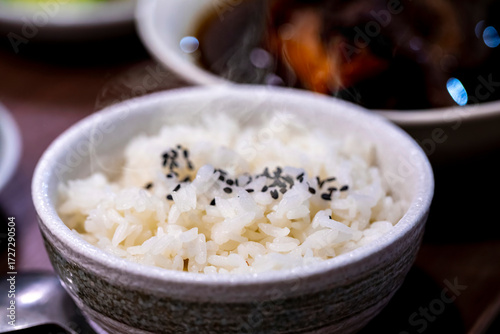 White Rice, Steaming, Home-style Dishes, Black Sesame, Asian Cuisine