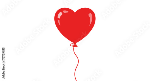 Red heart balloon vector illustration isolated on transparent background. A symbol of love, romance, and celebration for Valentine's Day design.