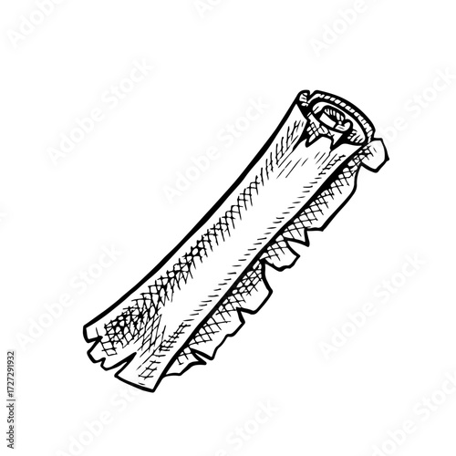 Ancient scroll. Vector black and white graphics. Hand-drawn illustration. For children s games and celebrations. For stickers, invitation cards, posters and banners, packaging, and more.