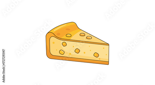 Delicious creamy cheesecake slice with golden crust and decorative toppings, a delectable dessert vector illustration isolated on transparent background.
