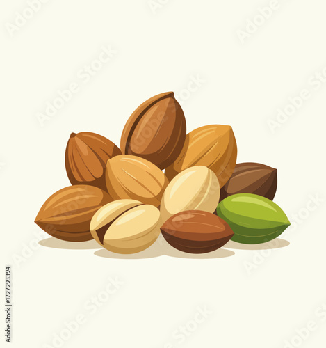 Colorful Nuts Collection: Almonds and Macadamias in Natural Setting