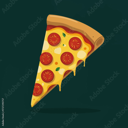Delicious Slice of Tomato Pizza on Dark Background